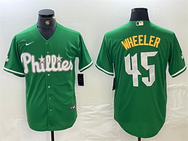Men's Philadelphia Phillies #45 Zack Wheeler Green 2024 City Connect Stitched Jersey